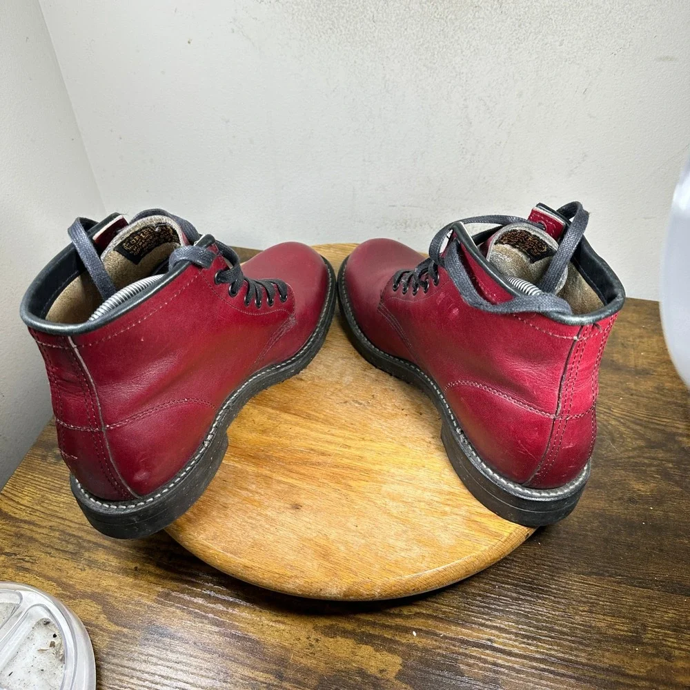 Original Chippewa Mens 1901G26 Cherry Red Leather Service Boots Vibram USA 7.5 D